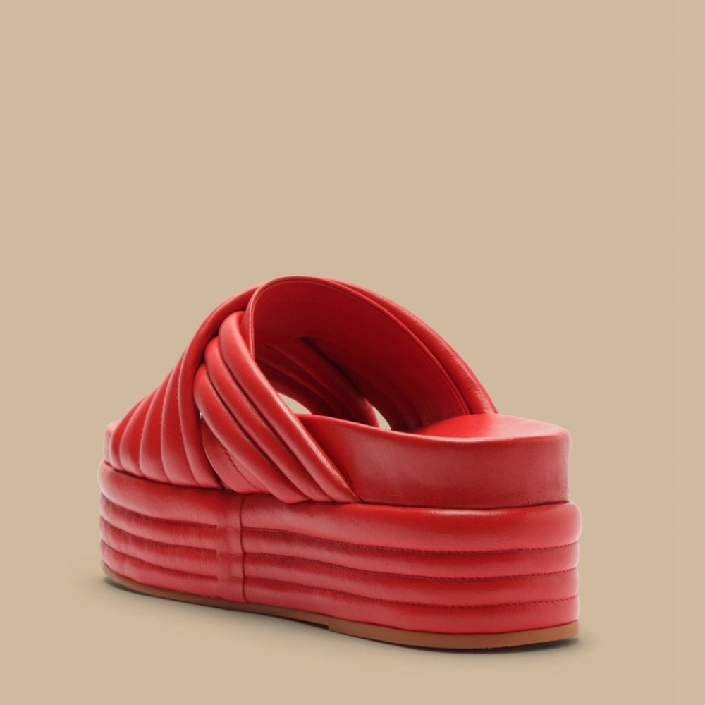 Red Puff Platform Sandal - Picture 4 of 10